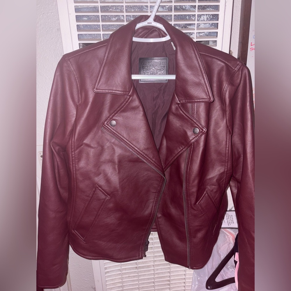 Levi Strauss Burgundy Vegan Leather Jacket Size M- NWT